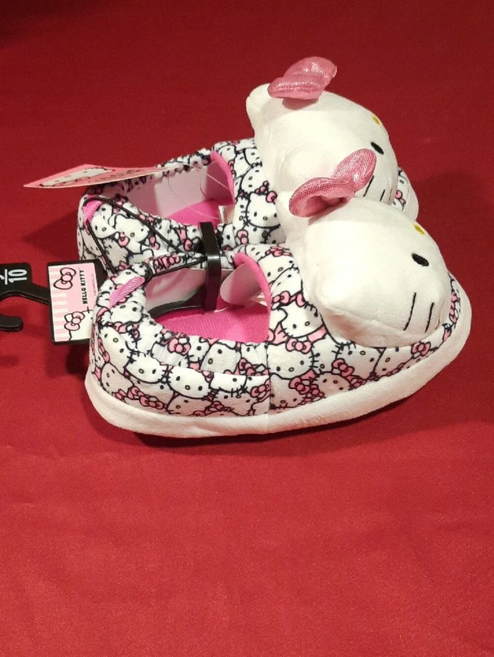 Hello Kitty White & Pink Plush Character Slippers